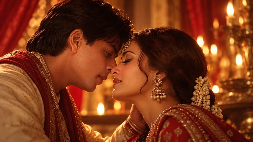 Aishwarya Rai and Shah Rukh Khan in Bairi Piya from the 2002 film Devdas.